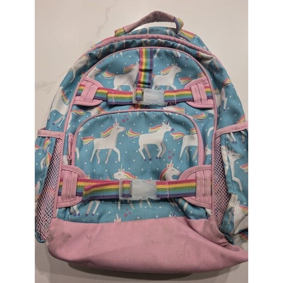 Pottery Barn Kids Mackenzie Backpack Aqua Unicorn Rainbow Parade Pink - Picture 1 of 7